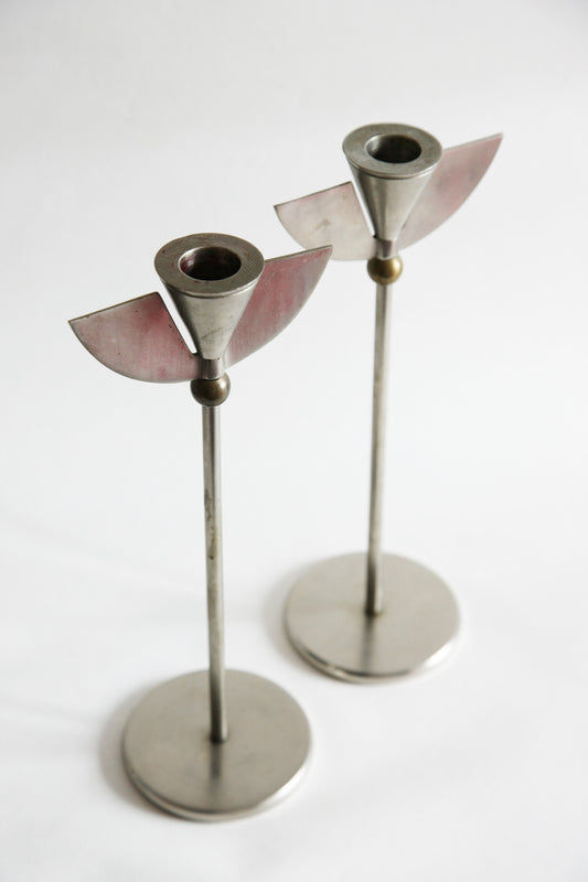 Pair of Chrome Candle Holders