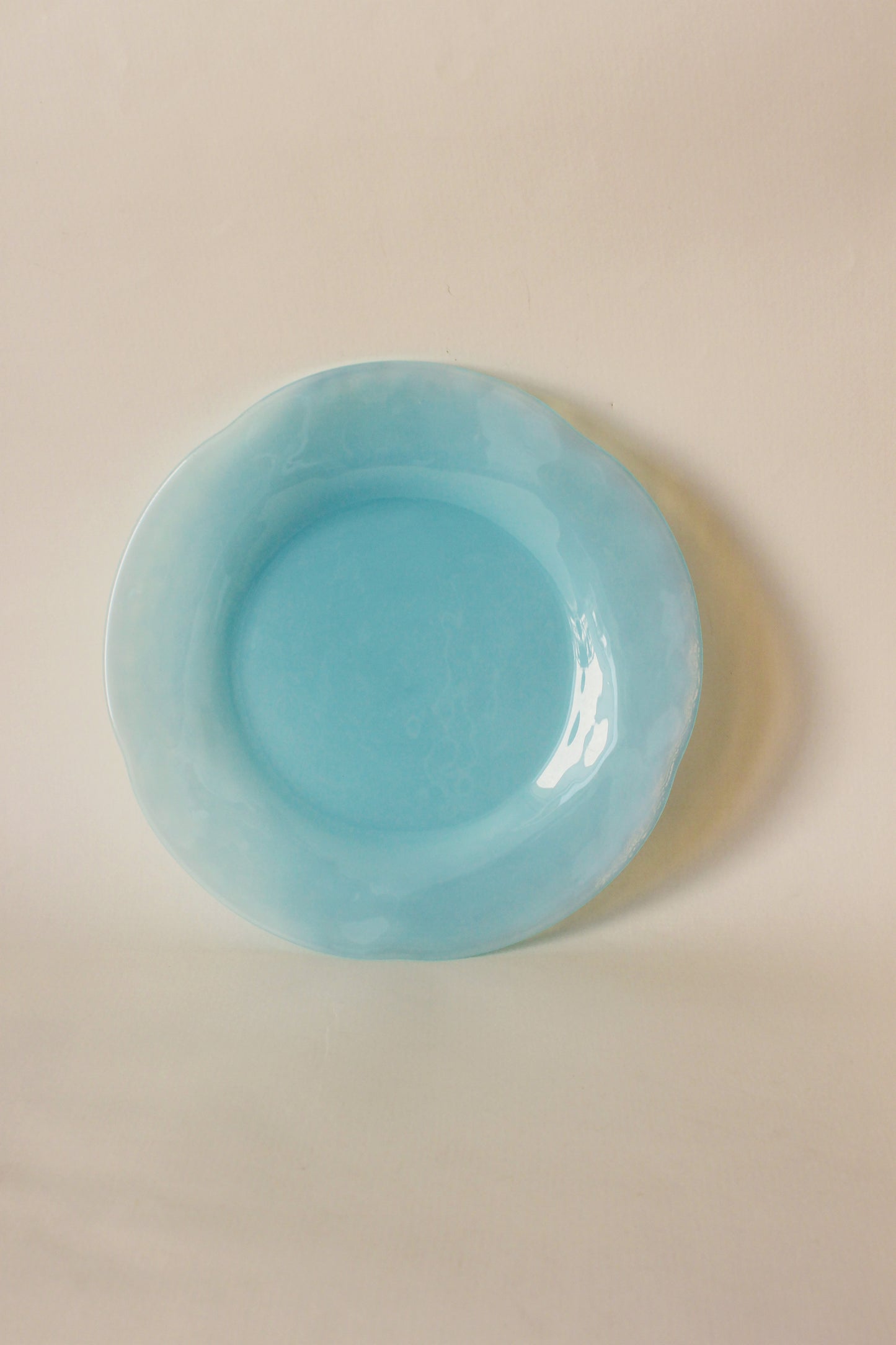 Set 12 assiettes verre opalin bleu