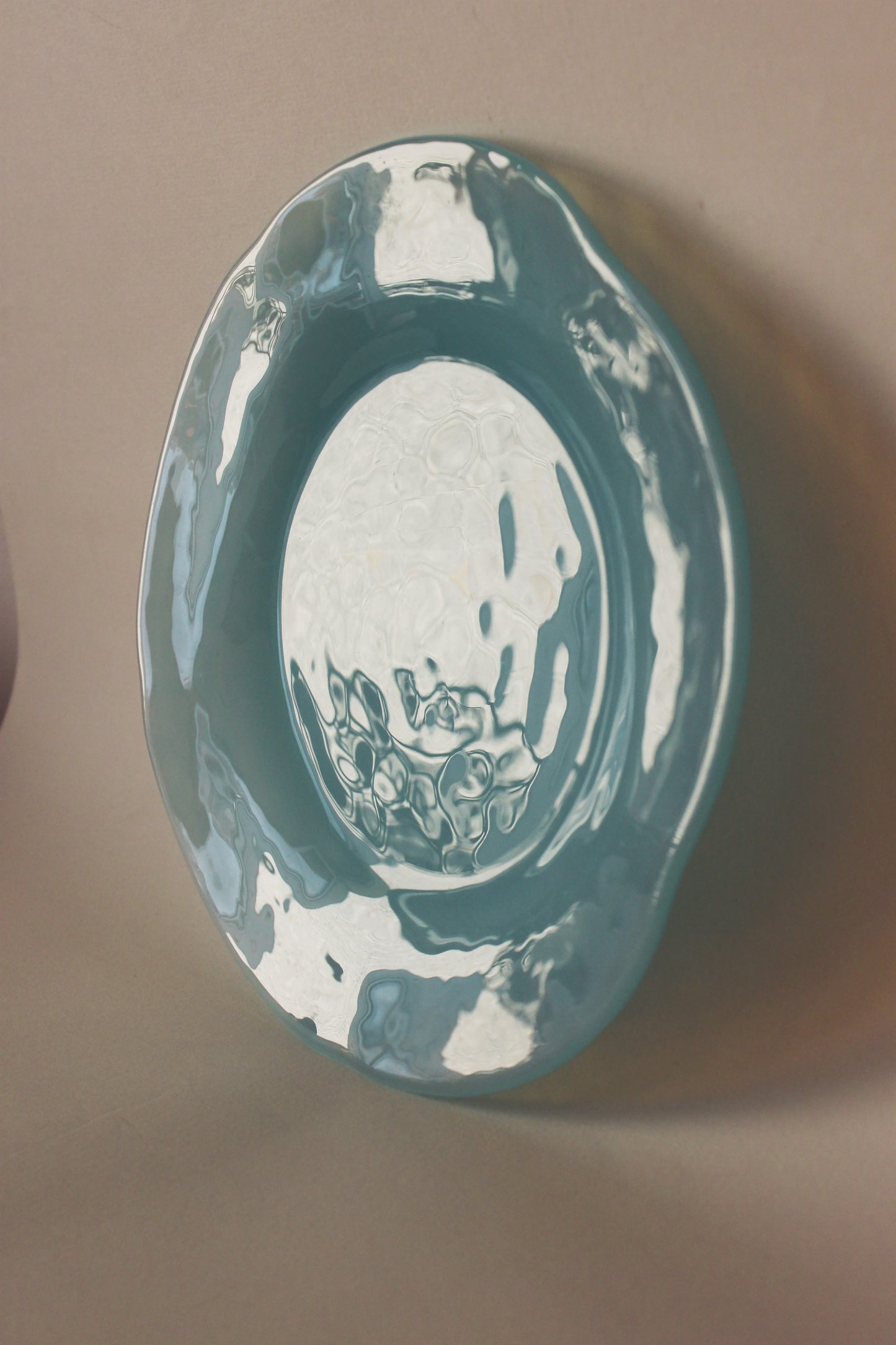 Set 12 assiettes verre opalin bleu