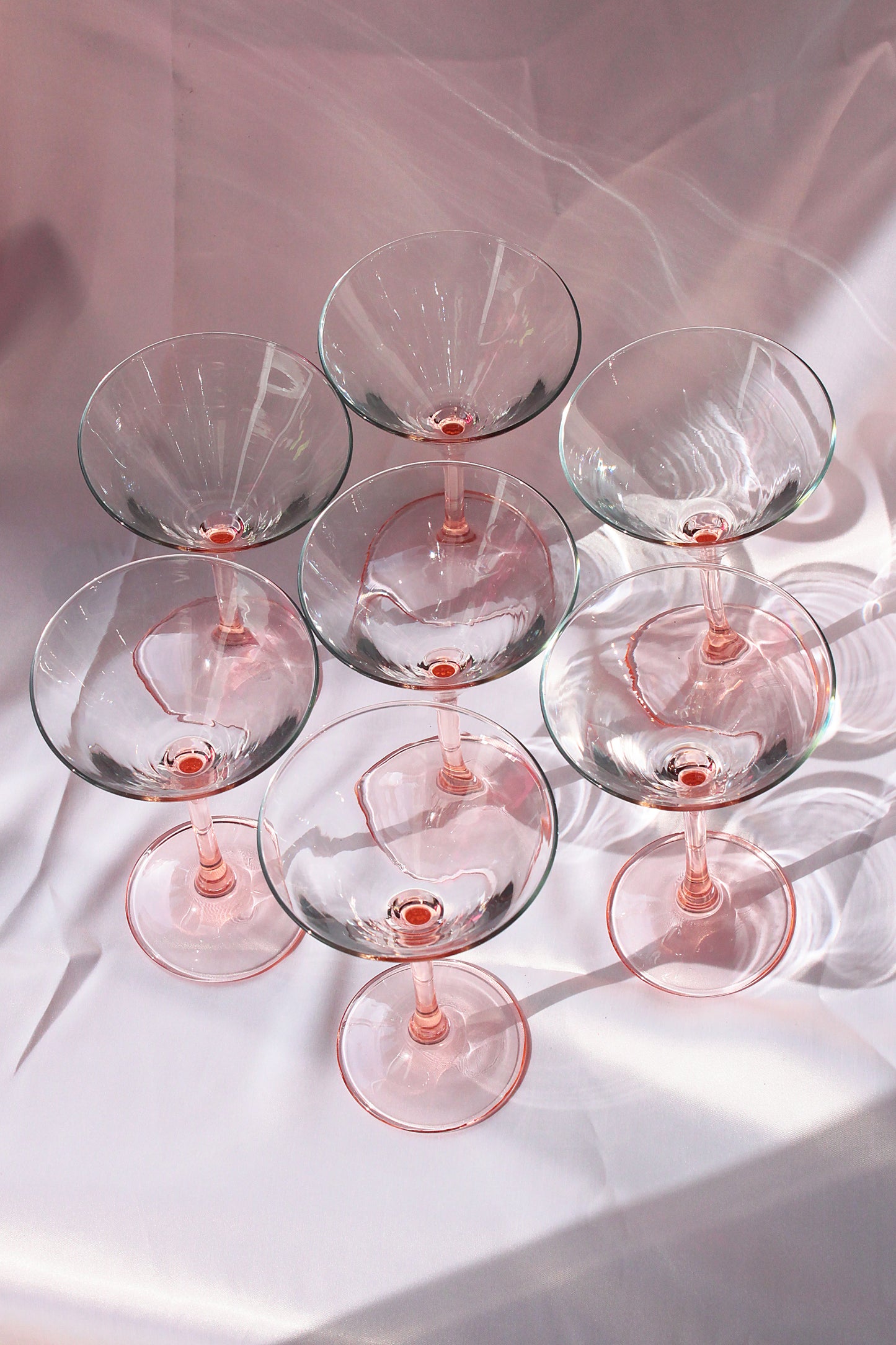 Set de 7 Verres à Martini Rose