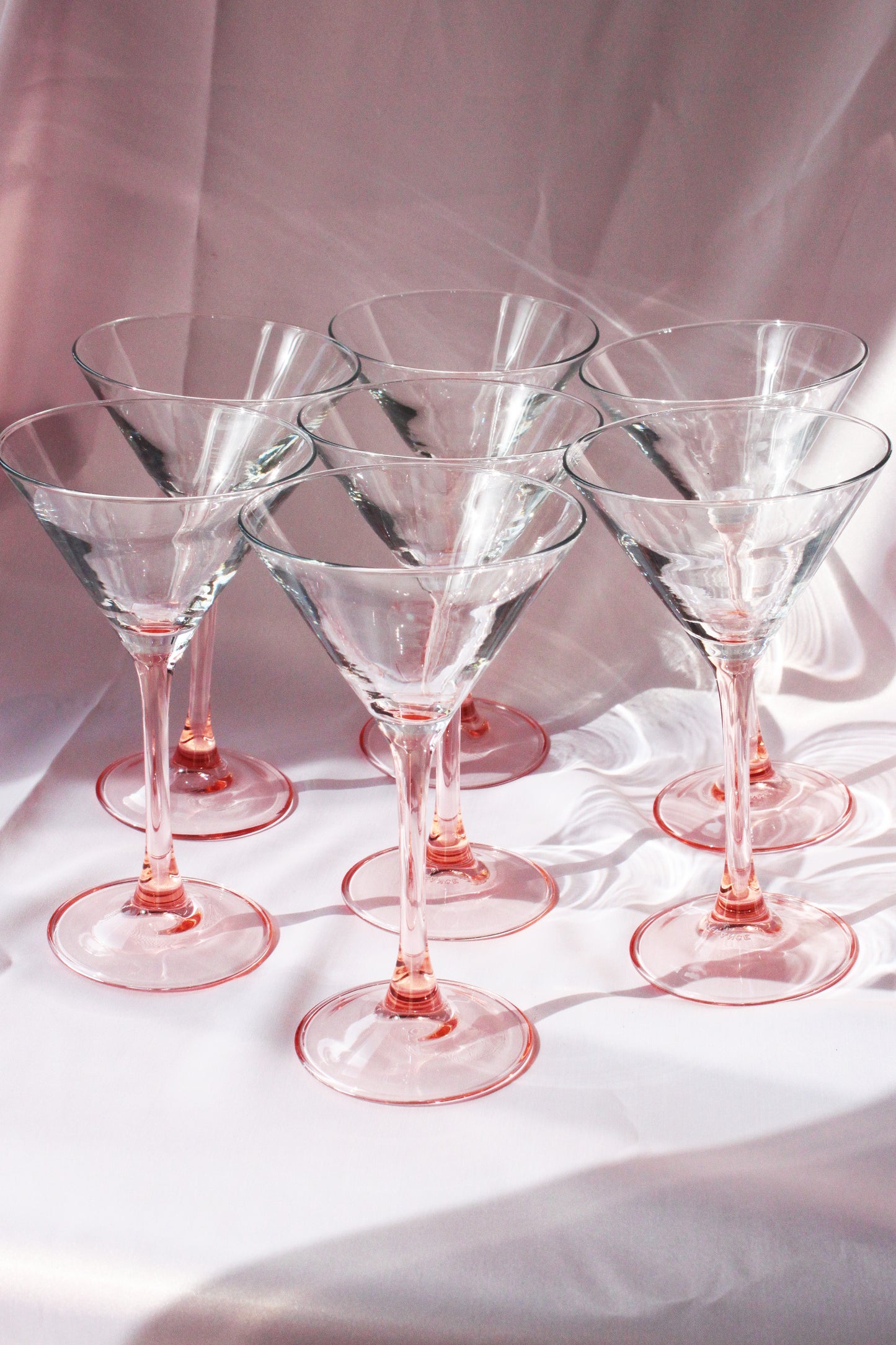 Set de 7 Verres à Martini Rose