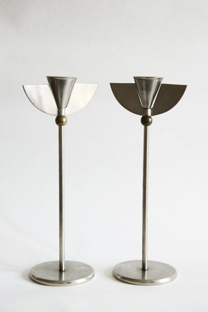 Pair of Chrome Candle Holders