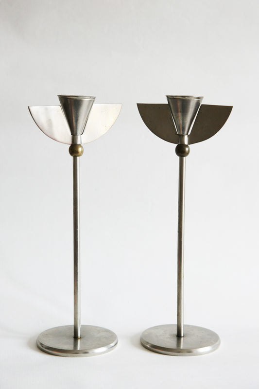 Pair of Chrome Candle Holders