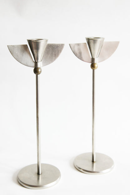 Pair of Chrome Candle Holders