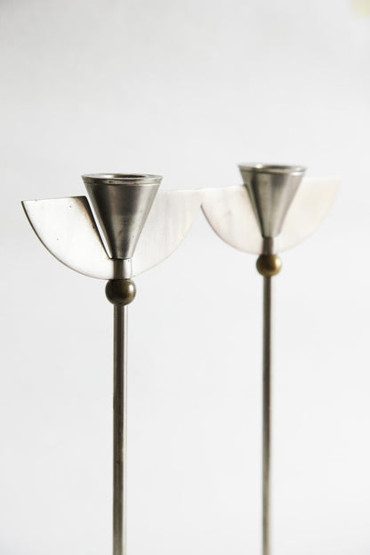 Pair of Chrome Candle Holders