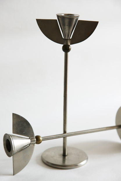 Pair of Chrome Candle Holders