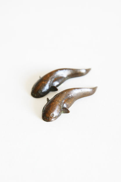 Pair of Chinese Bronze Carp