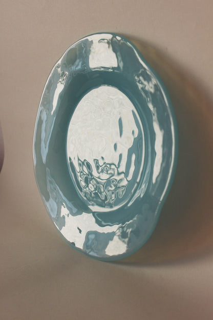 Set 12 assiettes verre opalin bleu