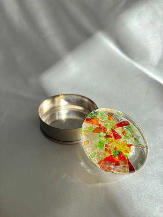 Boite à bijoux - Rouge et Jaune Ronde