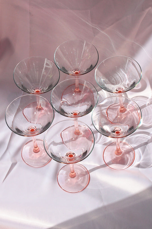Set de 7 Verres à Martini Rose